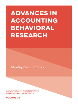 cover image of Advances in Accounting Behavioral Research